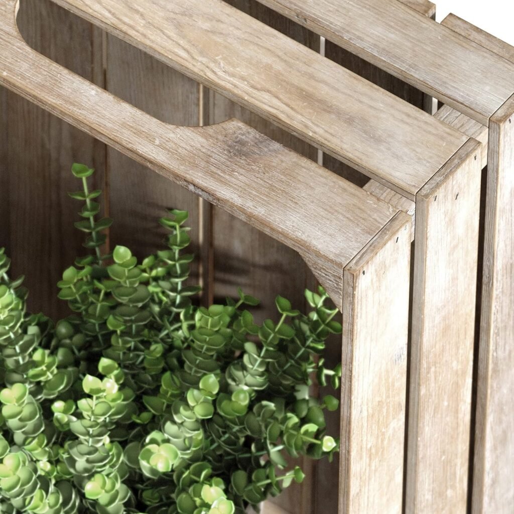Barnyard Designs Set of 3 Wooden Crates - Large Rustic Wood Nesting Crates for Decoration, Display or Storage Boxes, Whitewashed