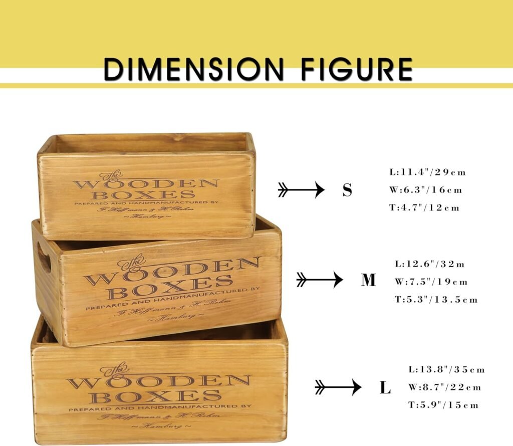 LEKUAIJIA Wood Nesting Storage Crates with Handle (1 light brown)