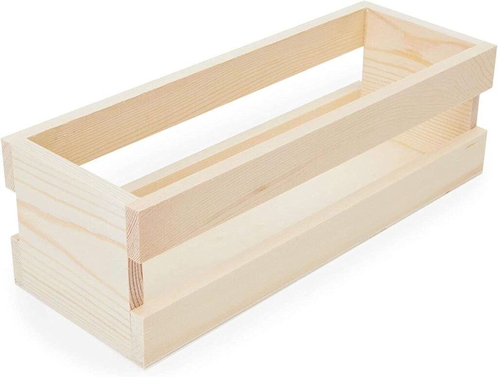 Bright Creations Wooden Trays Set with Handle, Crates for Storage (Natural Color, 3 Pieces)